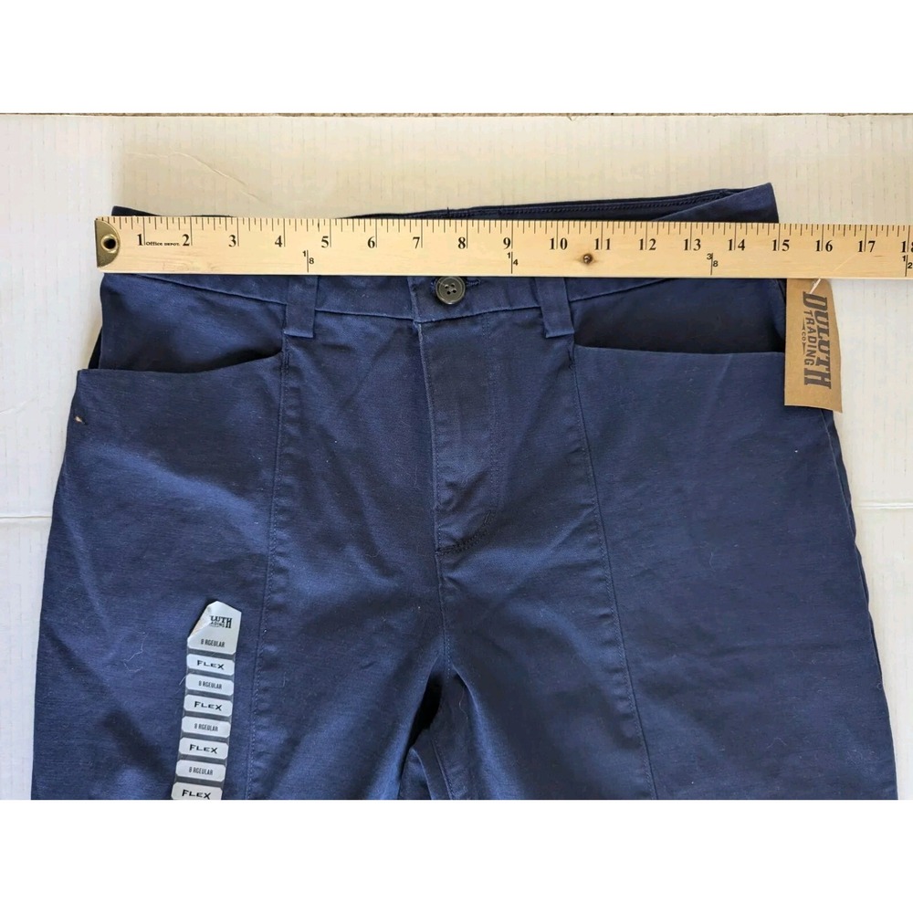 NWT Duluth Trading Pants Women's Sz 8 Blue Cropped Wide Leg Chino Cotton Blend - Picture 9 of 10